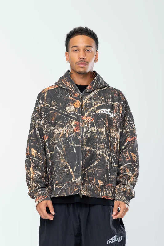 SUMMIT DOUBLE ZIP HOODIE - TUNDRA CAMO Hoodie with Raglan Sleeves Sporty Comfortable