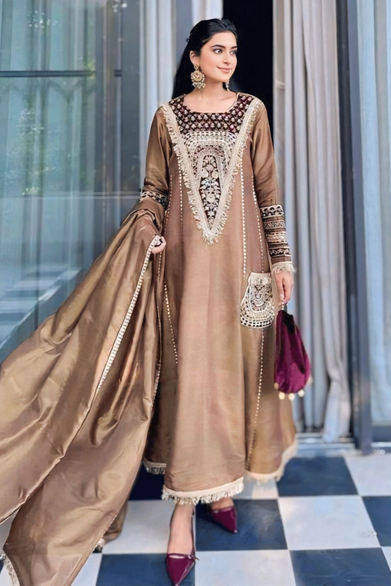 Golden Color Designer Dress For Sangeet Function Tunics Fleece cozy