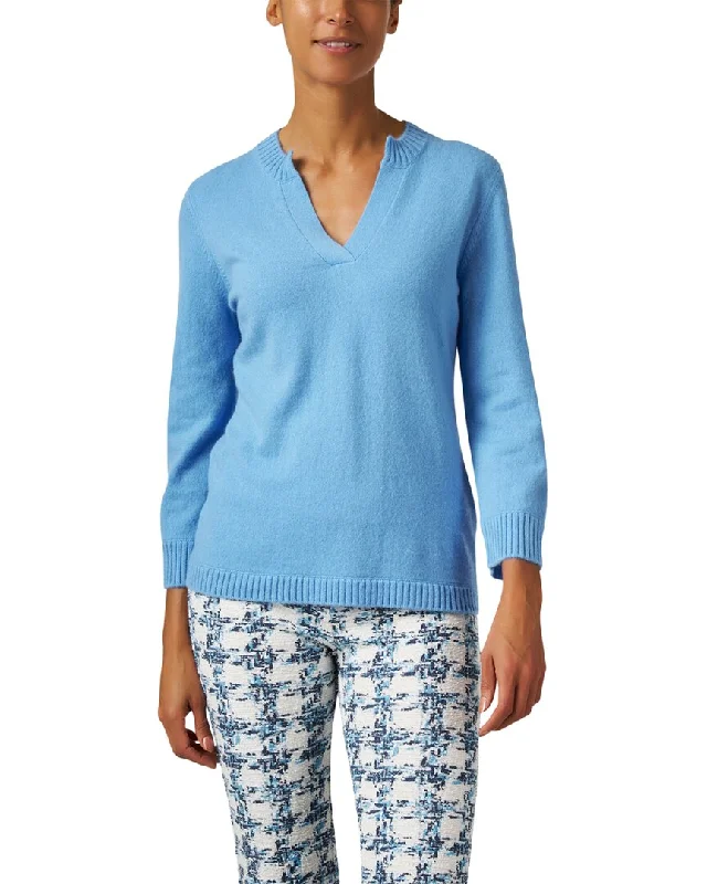 Kinross Split Neck Cashmere Sweater Slim Fit Regular Fit Oversized