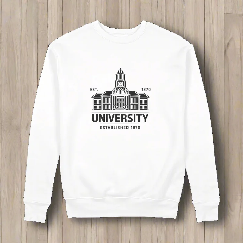 University Established 100% Organic Cotton Graphic Sweatshirt Hoodie with Color Block Contrast Stylish University Established 100% Organic Cotton Graphic Sweatshirt Hoodie with Color Block Contrast Stylish