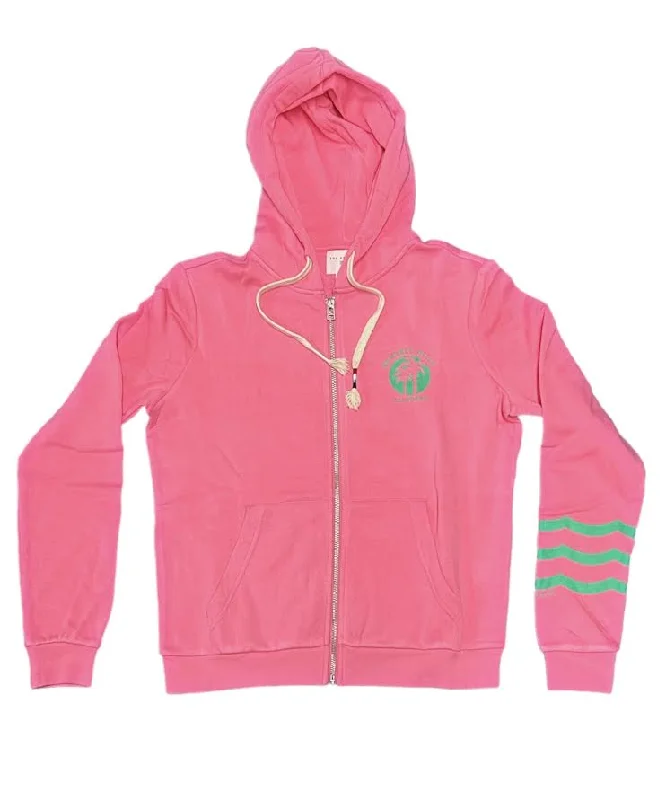SOL ANGELES WOMEN BEVERLY HILLS ZIP UP HOODIE - PINK Hoodie with Pocket Utility Practical SOL ANGELES WOMEN BEVERLY HILLS ZIP UP HOODIE - PINK Hoodie with Pocket Utility Practical