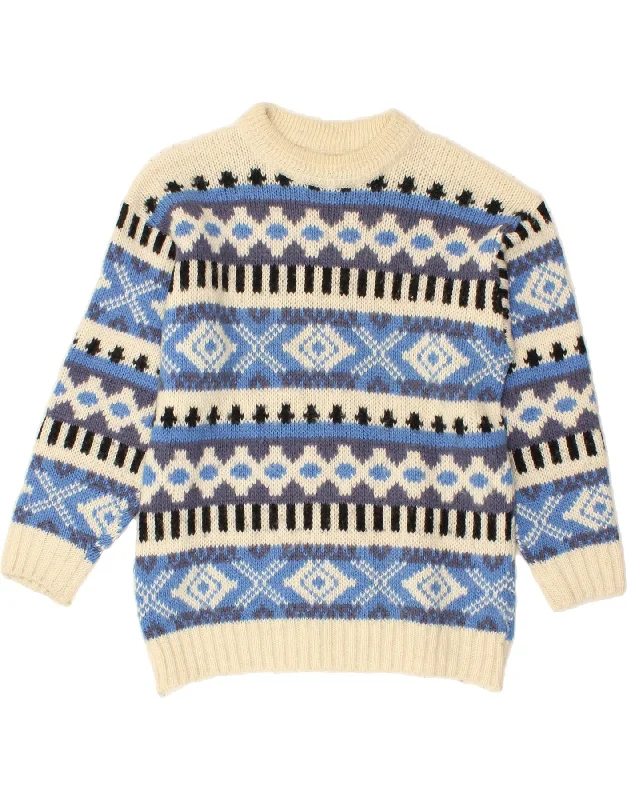 VINTAGE Womens Crew Neck Jumper Sweater UK 16 Large Off White Fair Isle Iron Safe Non-Iron Wrinkle Free VINTAGE Womens Crew Neck Jumper Sweater UK 16 Large Off White Fair Isle Iron Safe Non-Iron Wrinkle Free