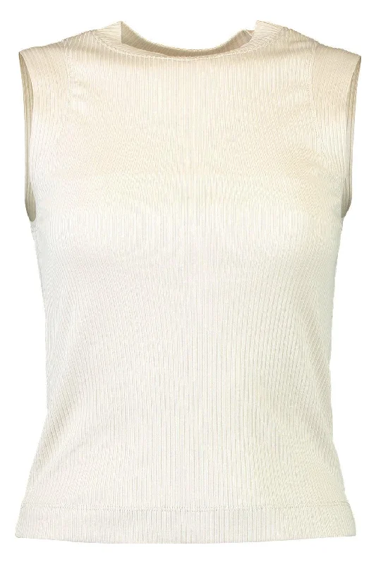 Ribbed Tank - Beige solid color tank