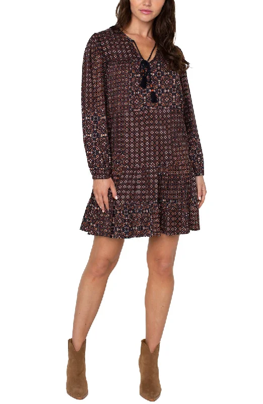 Liverpool's Boho Shift Dress (Patchwork Geo Ditsy) Tunics Versatile stylish