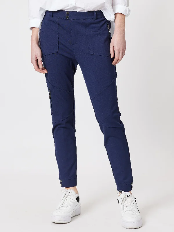 Twiggy Zip Detail Ponte Pant - Navy Comfortable Cargo Pants