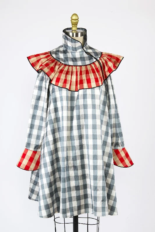 Racquel Dress in Deadstock Gingham Silk Taffeta Pencil Office Professional
