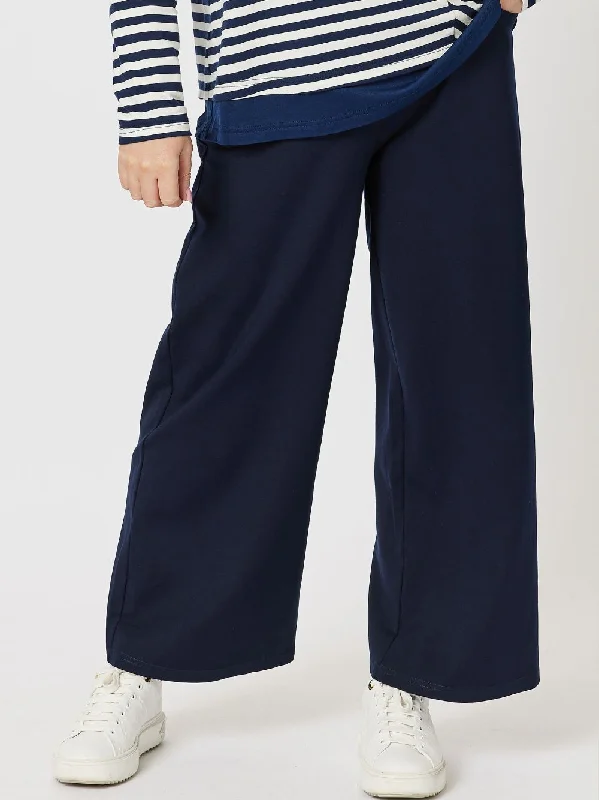 Kimmy Ponte Wide Leg Pant - Navy High-Waist Jeans