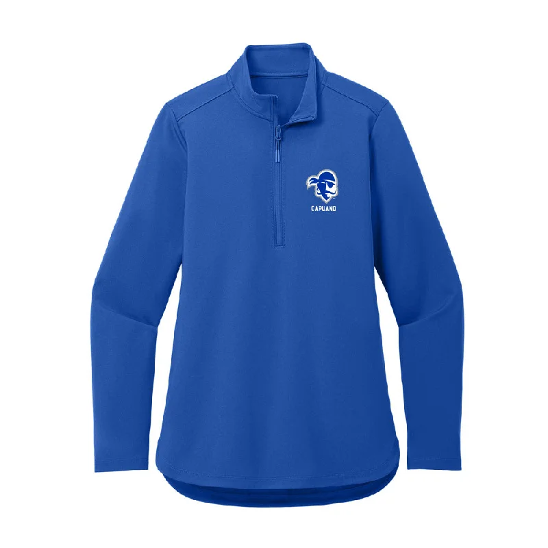 Seton Hall - NCAA Women's Soccer : Sara Capuano - Women's Premium Quarter Zip Jacket Appliqued Jacket Beaded Jacket Sequined Jacket Seton Hall - NCAA Women's Soccer : Sara Capuano - Women's Premium Quarter Zip Jacket Appliqued Jacket Beaded Jacket Sequined Jacket
