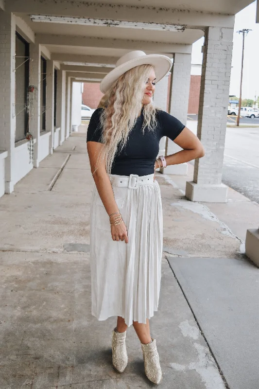 Daring Desires Cream Suede Maxi Skirt chiffon skirt airy