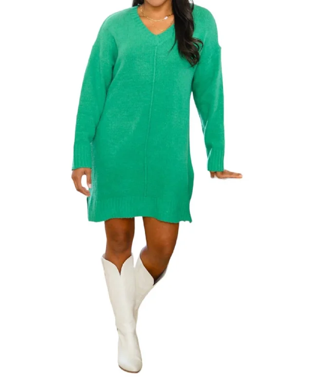 Joyful Season Sweater Tunic In Green Plaid Sweater Polka Dot Checkered