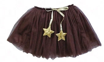 Little Girls Brown Tulle Skirt With Gold Stars wool skirt warm