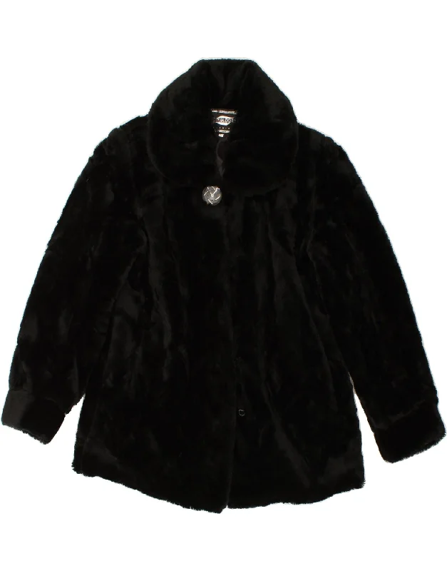VINTAGE Womens Faux Fur Jacket UK 16 Large Black Acrylic Print Jacket Jacquard Jacket Embroidered Jacket VINTAGE Womens Faux Fur Jacket UK 16 Large Black Acrylic Print Jacket Jacquard Jacket Embroidered Jacket