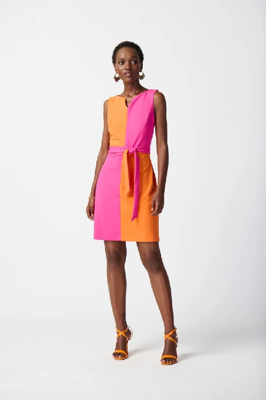 Scuba Crepe Color-Block Shift Dress Halter Neckline Beach