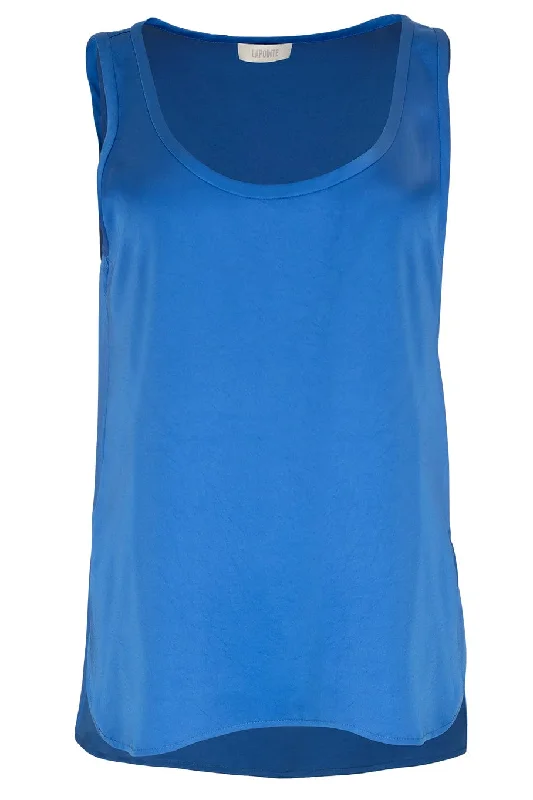 Lightweight Texture Satin Scoop Neck Tank one shoulder tank