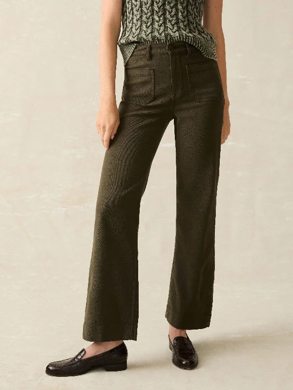 Stretch Terry Patch Pocket Pant - Forest Olive High-Waist Jogger Pants