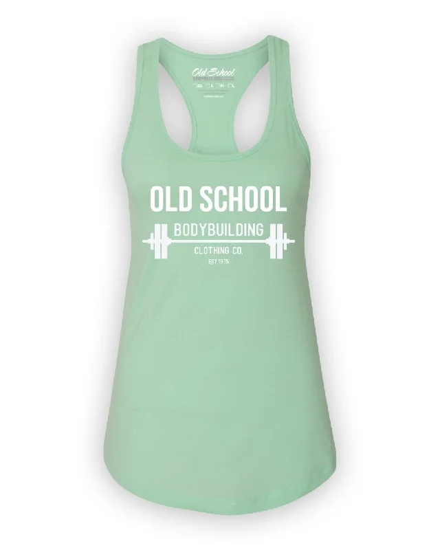 Ladies "Barbell Mono" Mint & Orange Racerback Tank flirty tank top