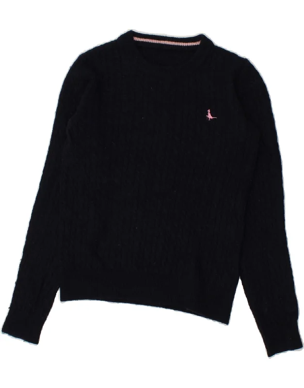 JACK WILLS Womens Crew Neck Jumper Sweater UK 12 Medium Navy Blue Tailored Straight A-Line