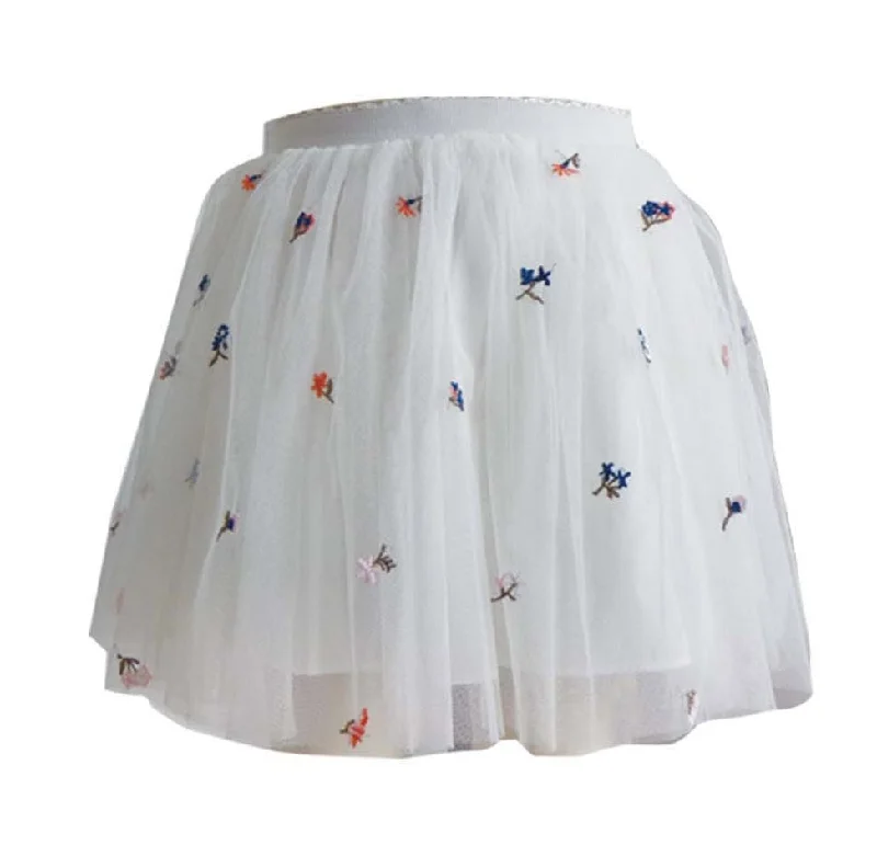 Little Girls Flower Embroidered Tulle Skirt leather skirt durable