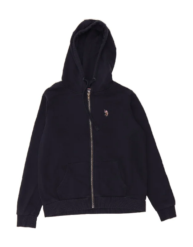 U.S. POLO ASSN. Womens Oversized Zip Hoodie Sweater UK 10 Small Navy Blue Ribbed Striped Patterned U.S. POLO ASSN. Womens Oversized Zip Hoodie Sweater UK 10 Small Navy Blue Ribbed Striped Patterned