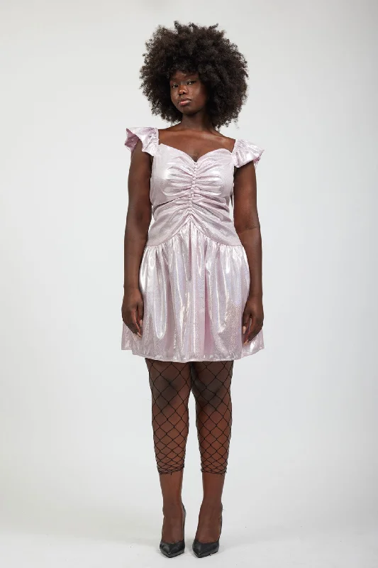 Wendy Dress in Pink Holographic Tunic Top Casual