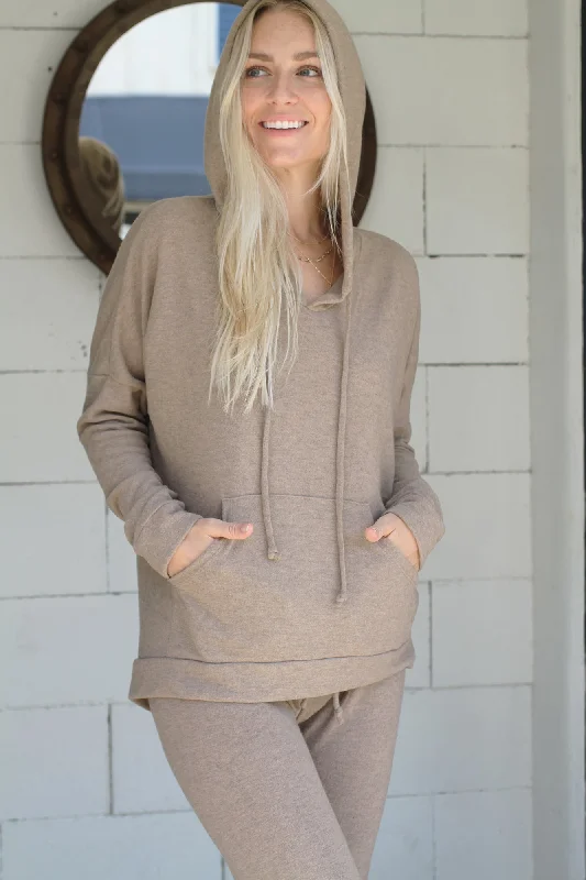 MG L/S Hoodie camel heather Hoodie with Set-In Sleeves Structured Classic