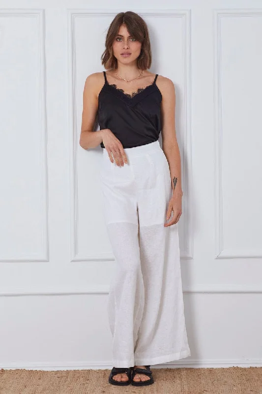 White Wide Leg Pants High Waist Slim-Fit Khaki Pants