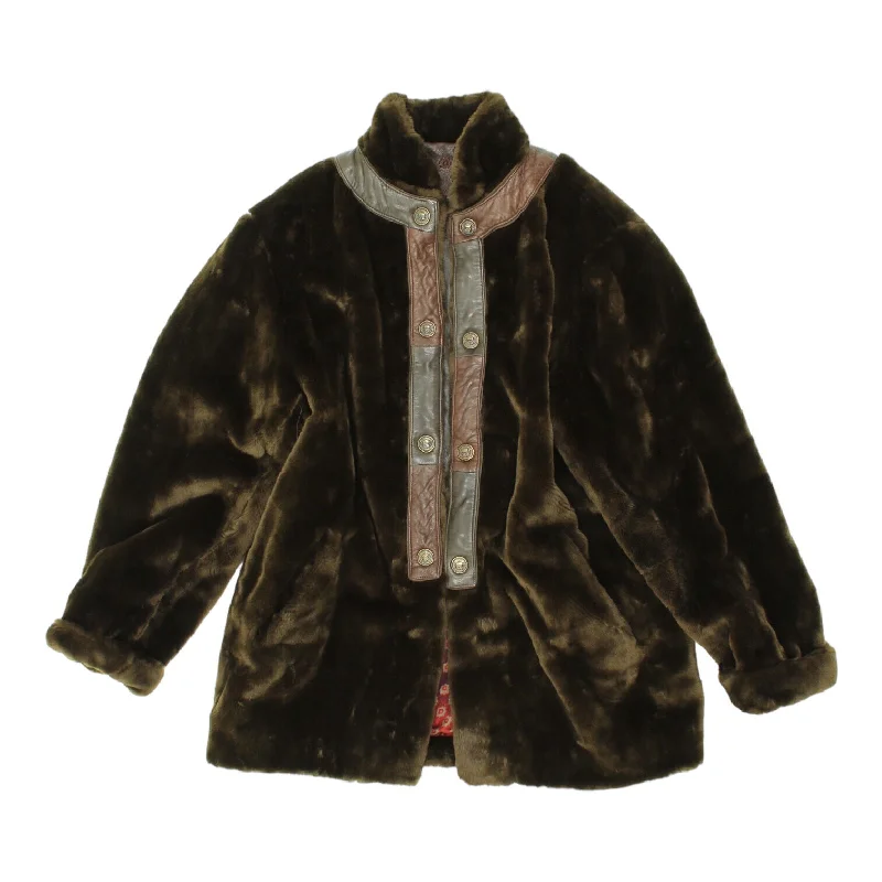 Filippo Alpi Womens Green Fur Jacket | Vintage High End Luxury Designer VTG Wool Fabric Cashmere Fabric Tweed Fabric Filippo Alpi Womens Green Fur Jacket | Vintage High End Luxury Designer VTG Wool Fabric Cashmere Fabric Tweed Fabric