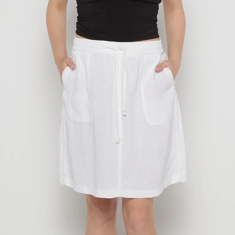 White Linen Short Skirt - UK 14 linen skirt relaxed