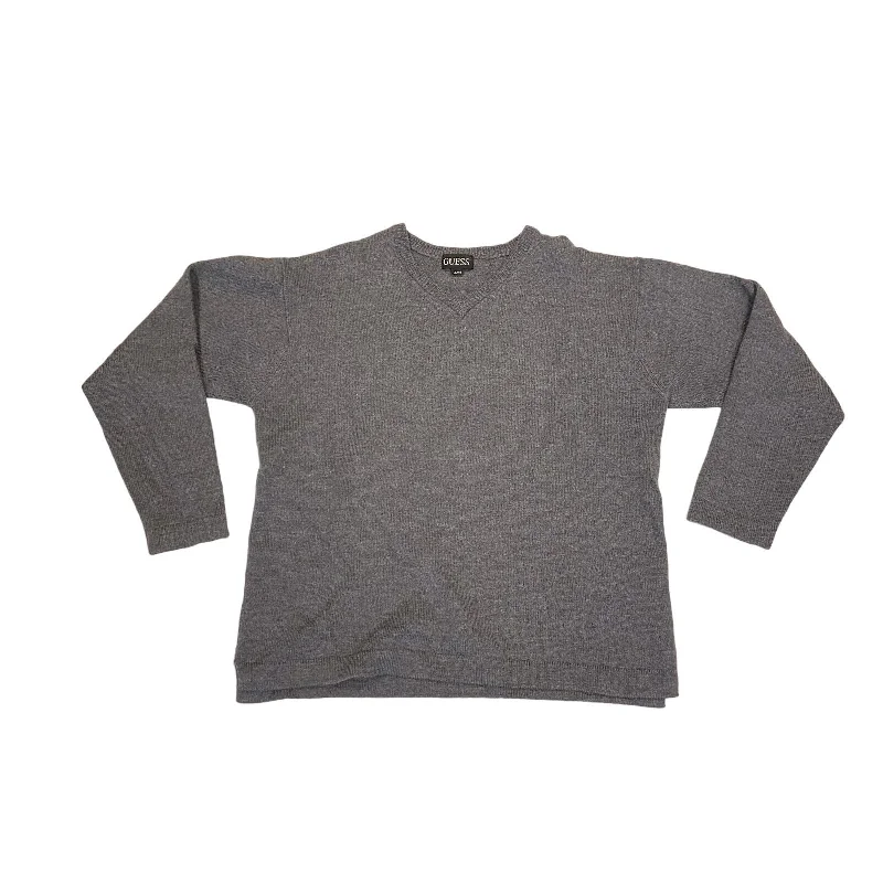 Guess Womens V Neck Jumper | Vintage High End Designer Grey Sweater Knitwear VTG Mesh Fabric Canvas Fabric Denim Fabric Guess Womens V Neck Jumper | Vintage High End Designer Grey Sweater Knitwear VTG Mesh Fabric Canvas Fabric Denim Fabric