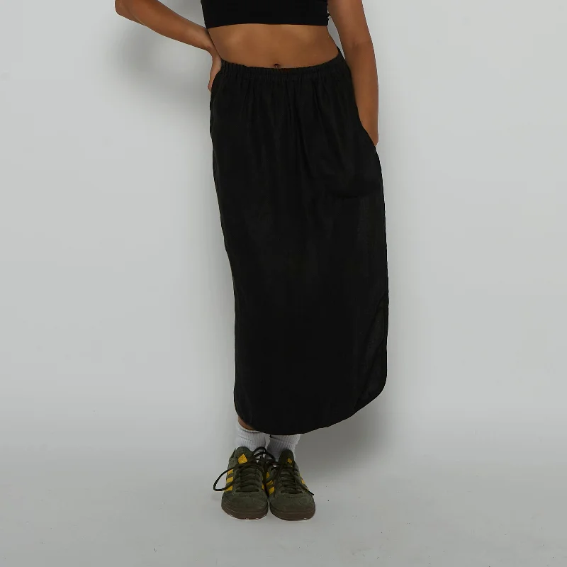 Linen Maxi Skirt with Side Pockets - UK 8 corduroy skirt cozy