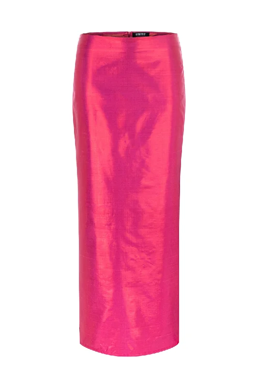 FUCHSIA SILK MAXI SKIRT cashmere skirt soft
