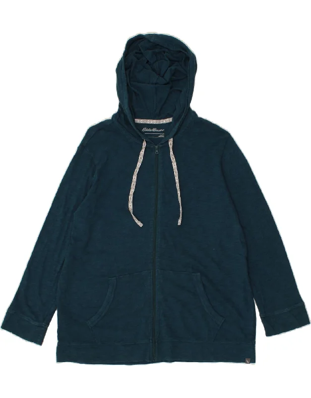 EDDIE BAUER Womens Zip Hoodie Sweater UK 16 Large Blue Cotton Toggled Drawstring Belted EDDIE BAUER Womens Zip Hoodie Sweater UK 16 Large Blue Cotton Toggled Drawstring Belted