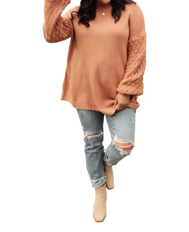 Bubbly B Sweater In Ginger Wool Fabric Cashmere Fabric Tweed Fabric
