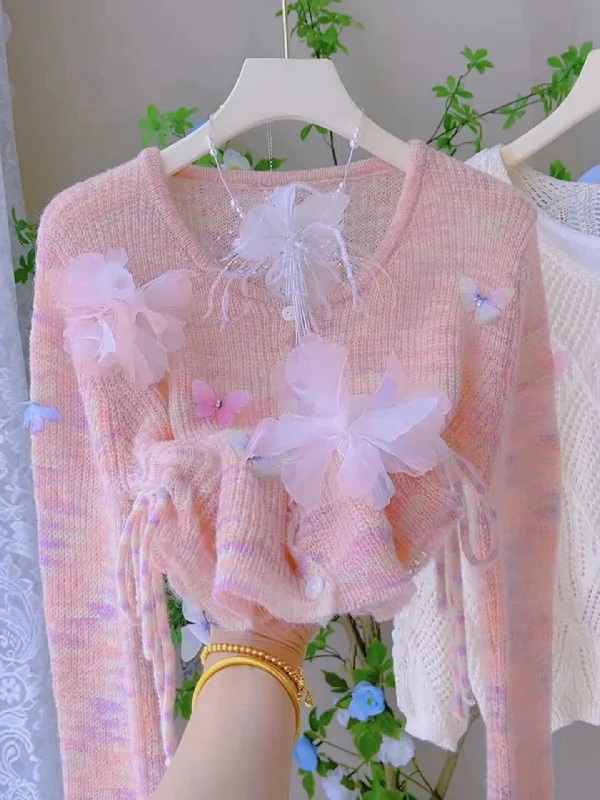 Whimsical Floral Butterfly Soft Pink Sweater Wool Sweater Cotton Sweater Cashmere Sweater Whimsical Floral Butterfly Soft Pink Sweater Wool Sweater Cotton Sweater Cashmere Sweater