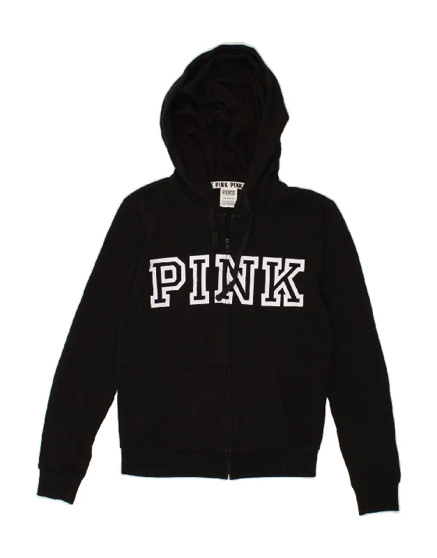 VICTORIAS SECRET Womens Pink Oversized Zip Hoodie Sweater UK 6 XS Black Stretchy Elastic Breathable VICTORIAS SECRET Womens Pink Oversized Zip Hoodie Sweater UK 6 XS Black Stretchy Elastic Breathable