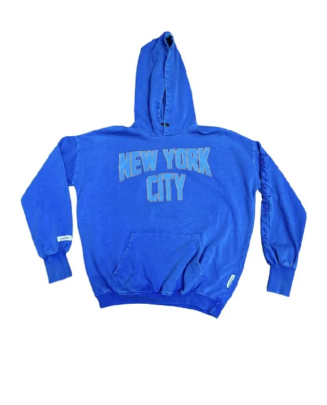 NEW YORK CITY VINTAGE BLUE HOODIE Oversized Hoodie Comfort Casual