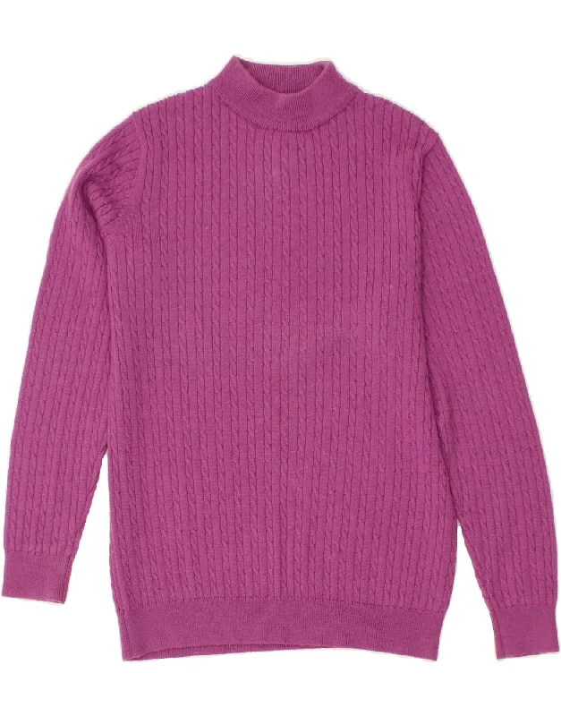 VINTAGE Womens Turtle Neck Jumper Sweater UK 12 Medium Pink Wool Fitted Loose Oversized VINTAGE Womens Turtle Neck Jumper Sweater UK 12 Medium Pink Wool Fitted Loose Oversized