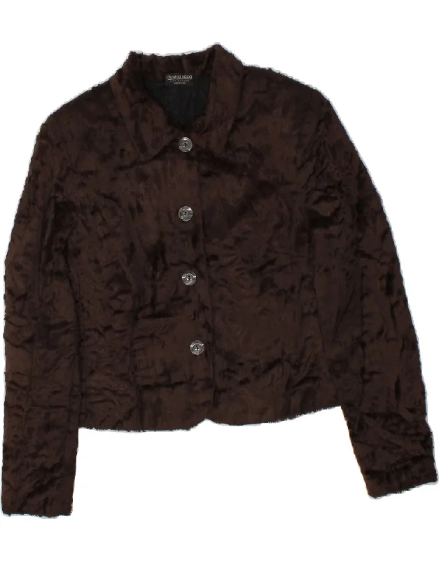 COLLECTION Womens Crop 4 Button Blazer Jacket UK 14 Medium Brown Polyester Chenille Fabric Brocade Fabric Lace Fabric COLLECTION Womens Crop 4 Button Blazer Jacket UK 14 Medium Brown Polyester Chenille Fabric Brocade Fabric Lace Fabric