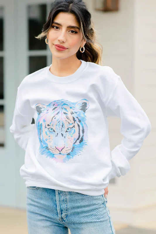 Fierce Fun White Graphic Sweatshirt Hoodie with Monochrome Minimalist Simple