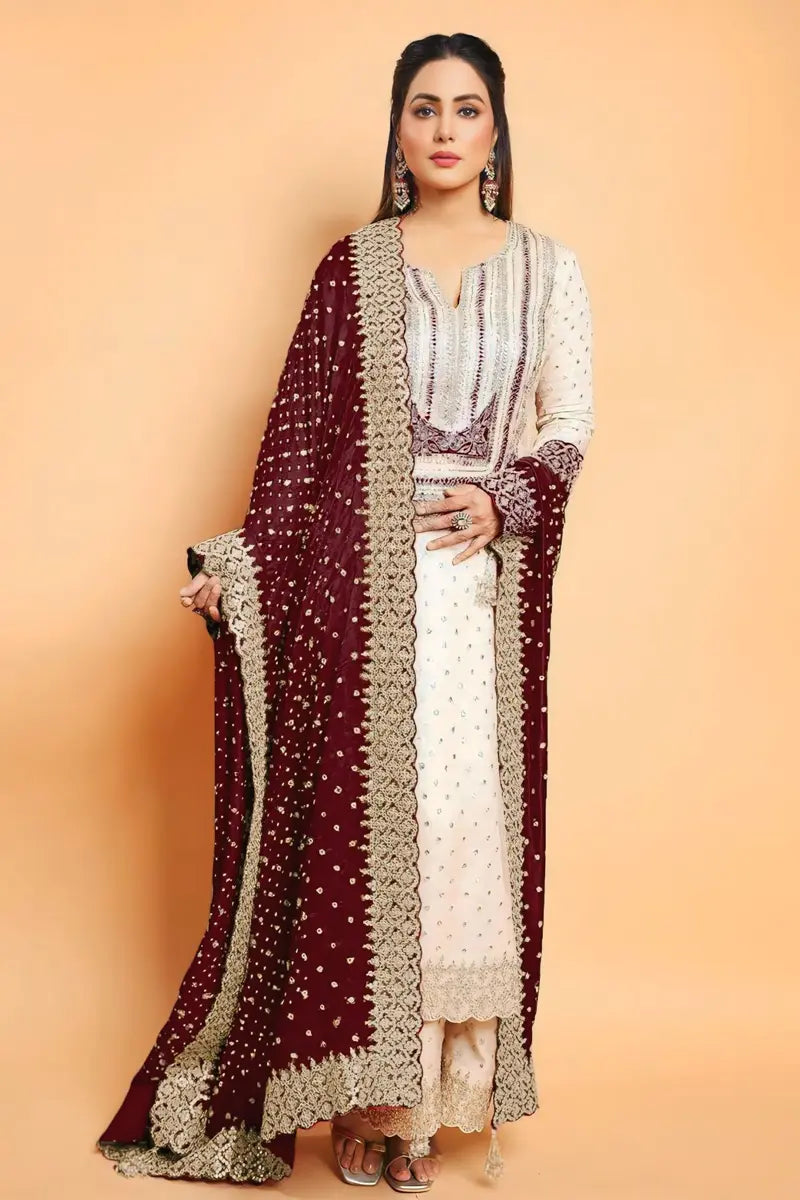 Heena Khan Dress With Heavy Dupatta for Eid Festival Tunics Velvet soft