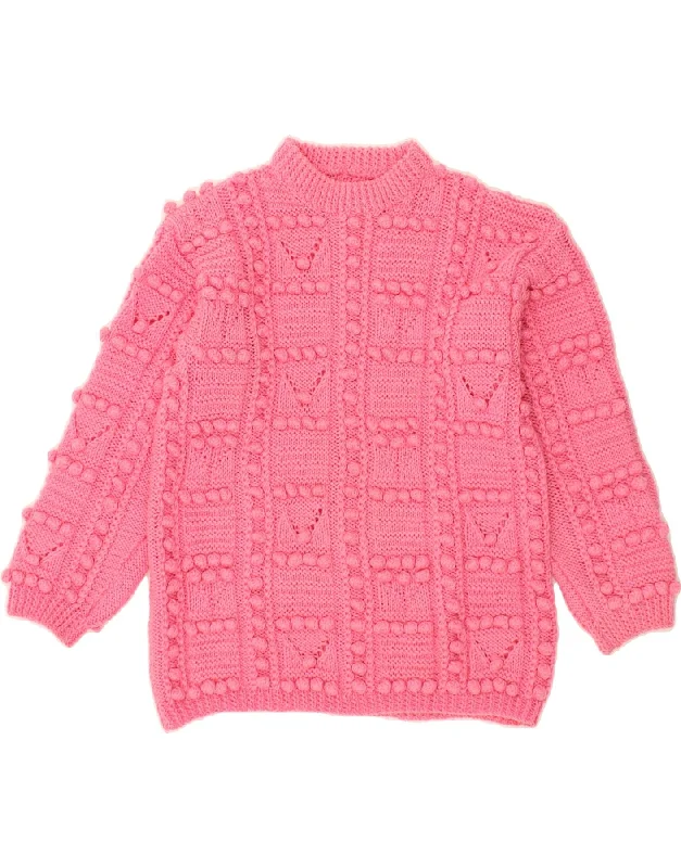 VINTAGE Womens Crew Neck Jumper Sweater UK 16 Large Pink Turtle Neck Boat Neck Asymmetrical Neck VINTAGE Womens Crew Neck Jumper Sweater UK 16 Large Pink Turtle Neck Boat Neck Asymmetrical Neck