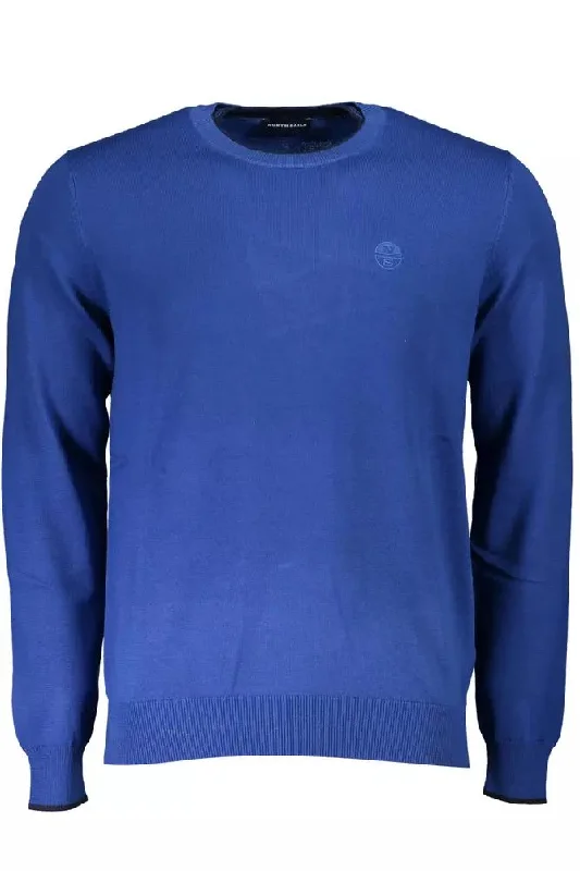 Blue Cotton Men Sweater Layered Multi-layer Single Layer