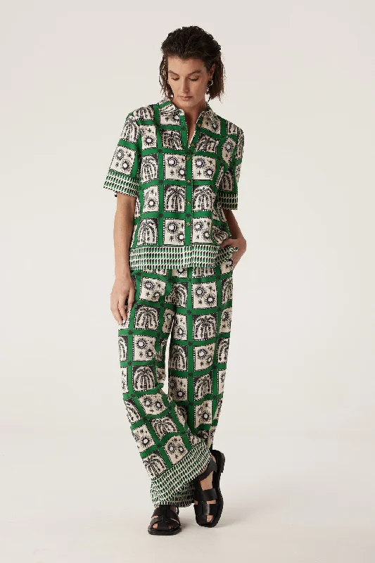 Raffles Pant - Green Print Comfortable Maternity Pants