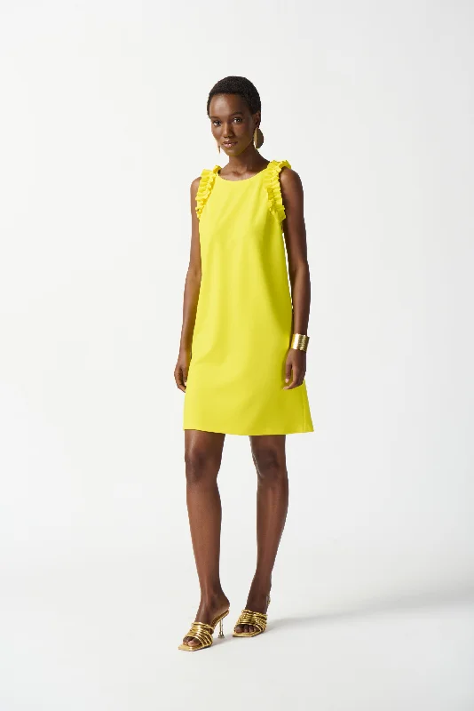 Scuba Crepe Sleeveless Straight Dress A-Line Day Work