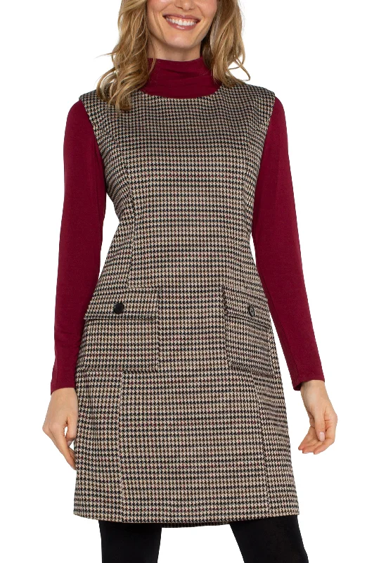 Liverpool Sleeveless Shift Dress (Black Tan Houndstooth) Tunics Favorite customer