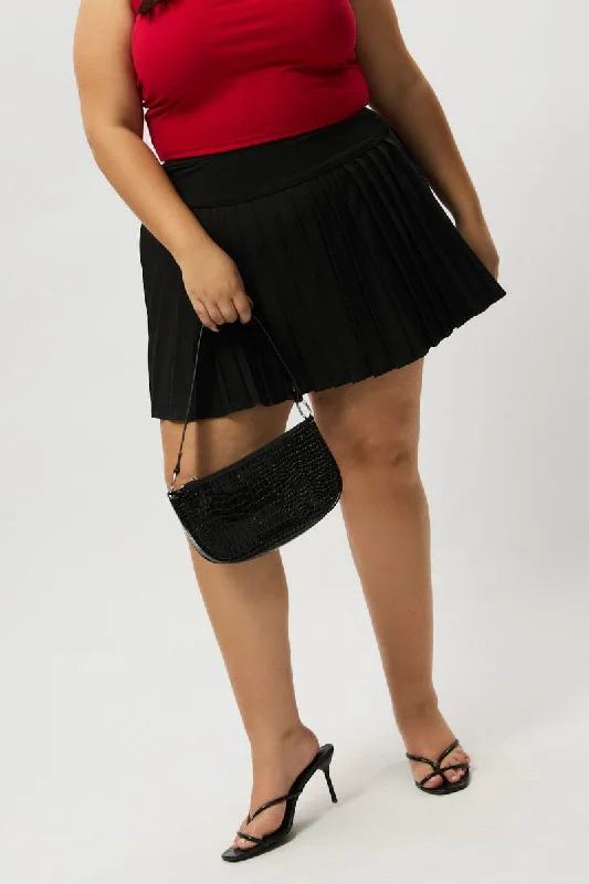 Black Pleated Tennis Skirt with Shorts Underneath wool skirt sturdy