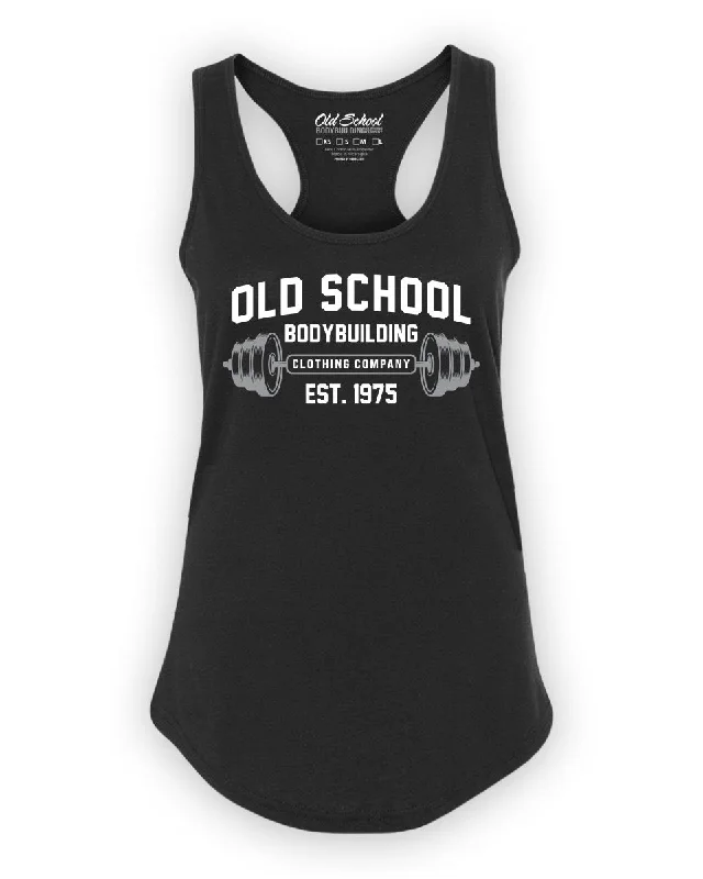 Ladies "Barbell" Black Racerback Tank playful tank top