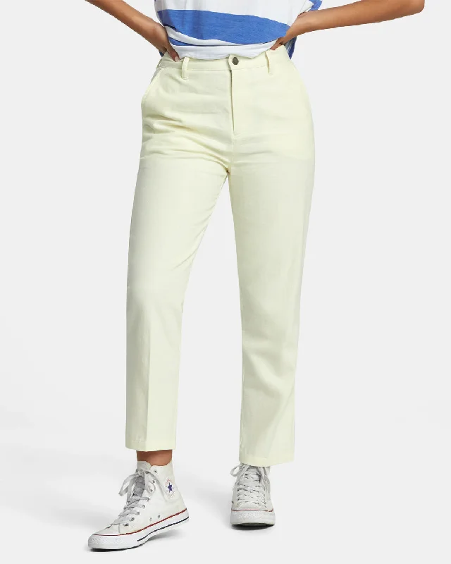 Weekend Cotton Pants - Natural Relaxed High-Waist Trousers