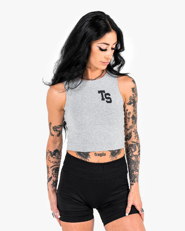 WKND Fitted Crop Tank - Grey pastel tank top