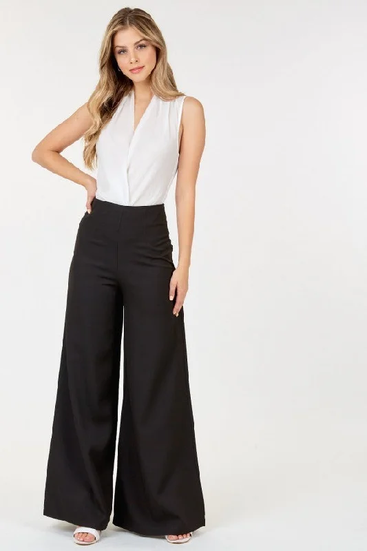 High Waist Wide Leg Flare Pants Formal Linen Trousers